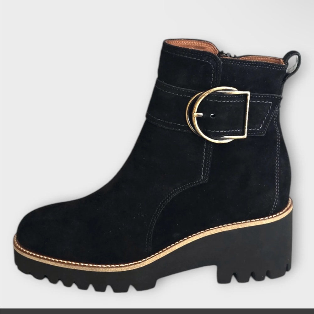 Paul Green “Mara” Boot wedge bootie Black Soft Suede Size 6 US 3.5 UK NWT
